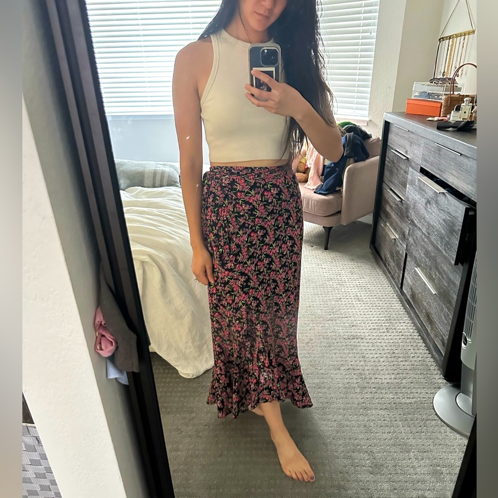 Floral Wrap Maxi Skirt | Size S